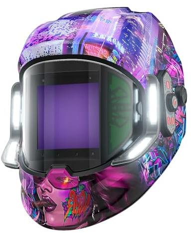 ANDELI Welding Helmet - Panoramic 180° View 3.94X3.74,True Color Auto Darkening Welding Helmet with Light, 6 Arc Sensor, 4/5-8/9-13 Type-C Charging MONERCP-LED
