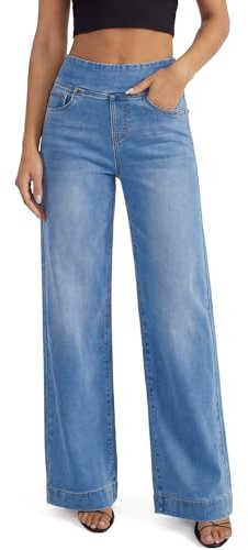 UCOOLYN Vaqueros Elásticos Mujer,Pantalón Vaquero Ancho Tiro Alto Azul Marino Pierna Ancha Holgada Sweatpants Jeans Women Wide Leg