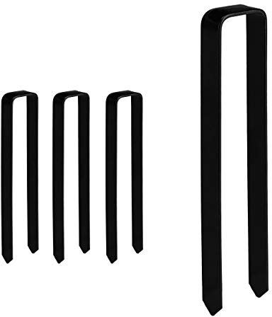 Relaxdays Ground Anchor Set of 4, Hard Soil, Rose Arch, Garden, Steel, XXL, HxWxD: 30 x 6.5 x 2.5 cm, Durable, Black