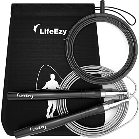 New 2026 Version Jump Rope, High Speed Weighted Jump Rope - Premium Quality Tangle-Free - Self-Locking Screw-Free Design - Jump Ropes for Fitness - Skipping Rope for Workout Fitness, Crossfit & Home Exercises (Black)