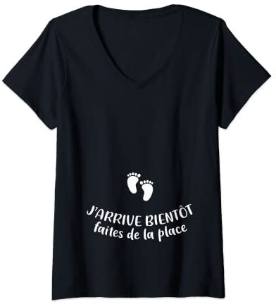 Femme Cadeau Humour de Grossesse Femme Enceinte 2023 T-Shirt avec Col en V