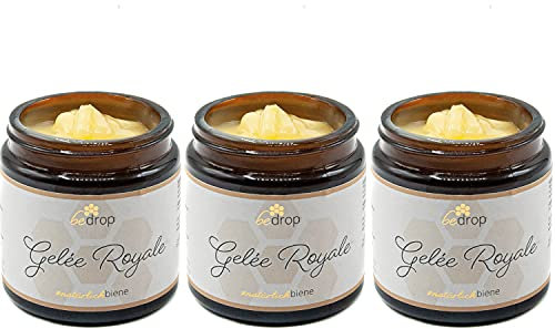 bedrop Bio Gelée Royal frisch & pur 3x100g in Bio Qualität I 10-HDA Gehalt >1,7% - 100% natürliche Bienenmilch - Frisches Gelee Royale vom Imker