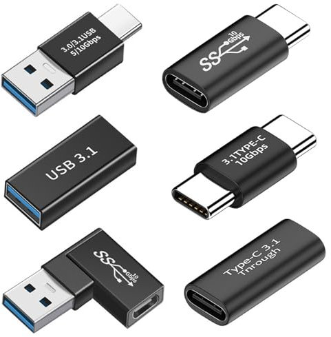 Herfair USB C to USB Adaptor, 6PCS USB A to USB C Adapter Kit, Type C to USB Converter, USB C Adapters Compatible with Laptops, Phones, Tablets, Power Banks, Car Chargers, USB Power Strips