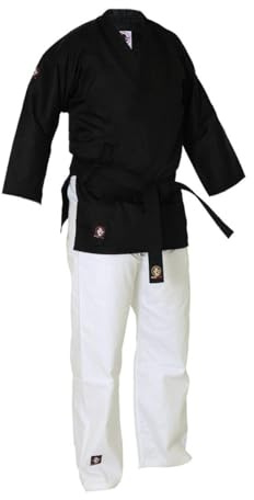 BUDOFIGHT Kimono de karaté Kobudo noir & blanc 170 cm