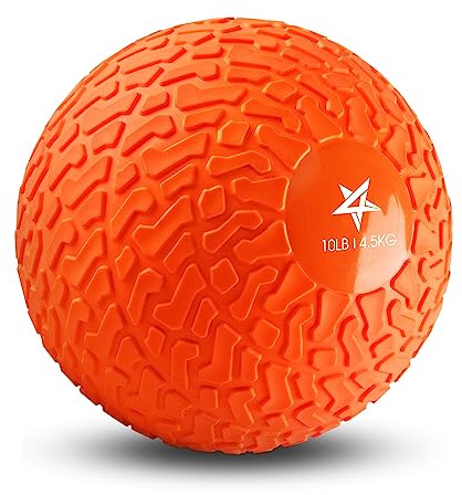 Yes4All Slam Balls, 10-40lb Weighted Ball Weight, Durable PVC Sand Filled Workout Dynamic Slam Ball for Strength Training, Tread, Orange, 10lbs