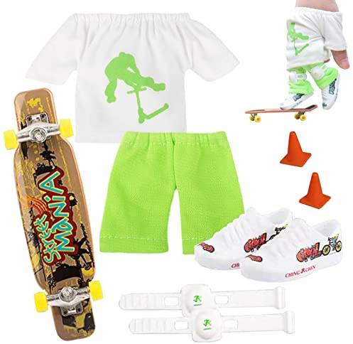 Moageme Finger Toy Set, Finger Skateboard Set Finger Interactive Toy With Finger Tops, Finger Pants, Finger Shoes, For Kids For Teen Adult Favor