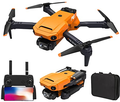 Dron con cámara 8K, Mini cuadricóptero RC, Dron RC para adultos para adultos, Transmisión 5GEvitación inteligente de obstáculos, Dron con seguimiento inteligente (Orange)