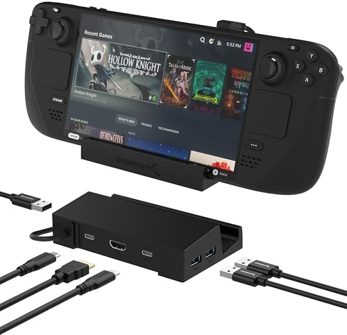 SABRENT Docking Station für Steam Deck, 6-in-1 Steam Deck Dock mit HDMI 4K@60Hz, USB-C 95W PD 3.0 Schnellladung, Triple USB hub 3.0, 1 USB C Anschluss Entwickelt für Valve Steam Deck (DS-SD6P)