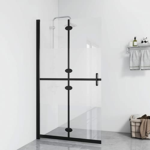BAZZI Duschdörr promenad i duschvägg vikbar duschvägg vikdörr dusch duschpartition ESG-glas halvmatt – 90 x 190 cm
