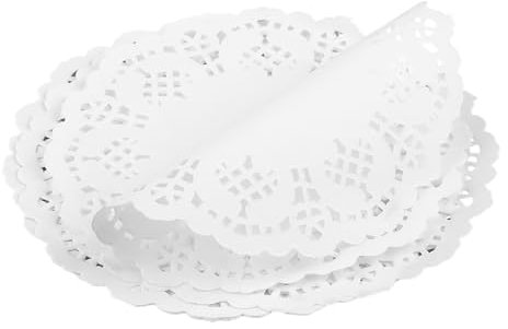 100 Pezzi Centrini di Carta Rotondi in Pizzo Bianco,Sottobicchieri Eleganti,4.5 Pollici,Materiale di qualità Alimentare per Decorazione Tavola,Imballaggi Torta, Matrimonio e Feste