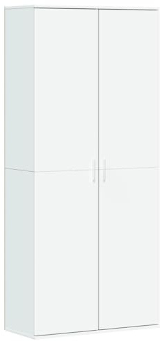 VidaXL Credenza alto bianco 80 x 35 x 180 cm in legno di ingegneria - Mobile di stoccaggio, armadio alto e laterale per soggiorno