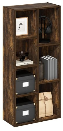 Furinno Luder Scaffale aperto reversibile a 7 cubi, Pino Ambrato