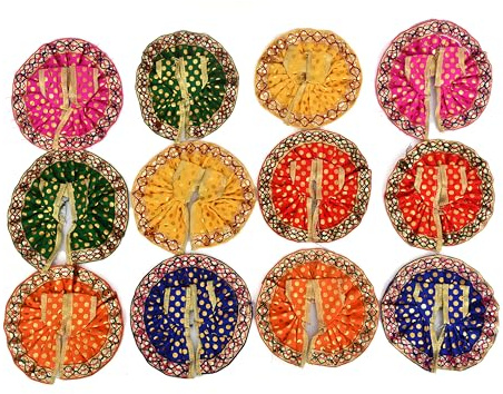 AARGKRAFT Fancy 2 nr. Storlek Laddu Gopal/Kanha ji/Thakur Ji/Bal Krishna klänning, poshak, handgjord etnisk outfit för Janmashtami, Pooja och festivaler (paket med 12 poshak, 15 x 15 cm)
