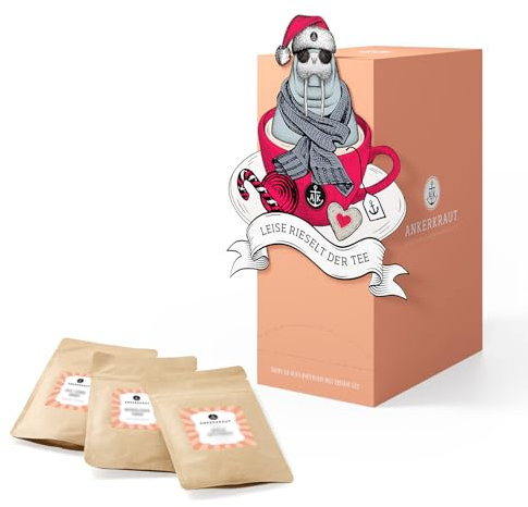 Ankerkraut Tee Adventskalender, 24 Überraschungen im Kalender, purer Genuss zum Trinken, hochwertige Sorten für Frauen und Männer, lose Blätter, 541 g