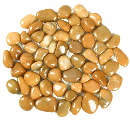 2000g Piedra Jardín Decoración Canto Rodado, Piedra Natural Pulido, Piedras Decorativas Jardin Guijarros Naturales Pequeñas 2-4 cm para Paisajismo, Jardin, Acuarios, Suculentas (Amarillo, 2-4 cm)