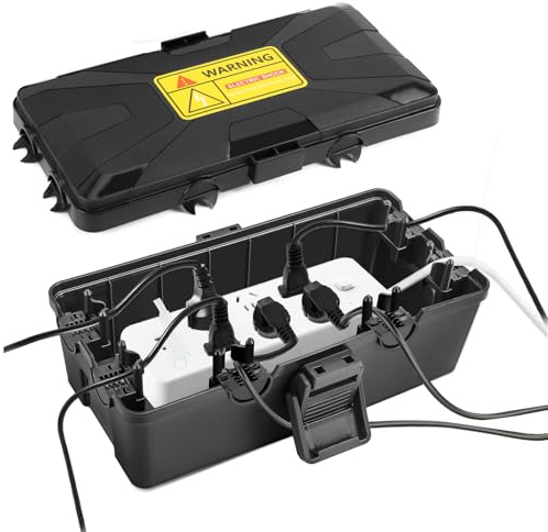 kabelbox wasserdicht Outdoor elektrobox außenbereich, sicherheitsbox für kabelverbindungen im freien, bis zu 12mm Kabel-Ø, 6 Kabeleingänge und ausgänge für Wetterfeste, Verlängerungskabel