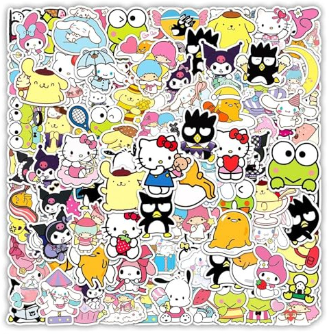 101 Pcs Cute Stickers Set, Waterproof Vinyl Anime Stickers, Aesthetic Kawaii Decals for Laptop, Cars, Phone, Water Bottle, Skateboard, Suitcase, Guitar, Pad