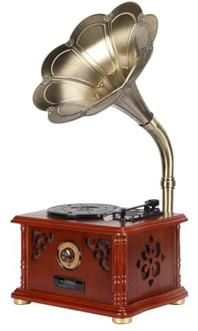 Gramophone Jukebox Retro Gramophone Lecteur de disque vinyle, haut-parleur Bluetooth sans fil, enregistreur de disque pour les amateurs de musique