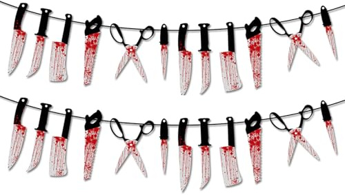 2PCS Halloween Spider Party Banner Spider Party Birthday Decorations Baby Shower Happy Halloween Banner Garlands Garden First Themed Party Supplies (blood)