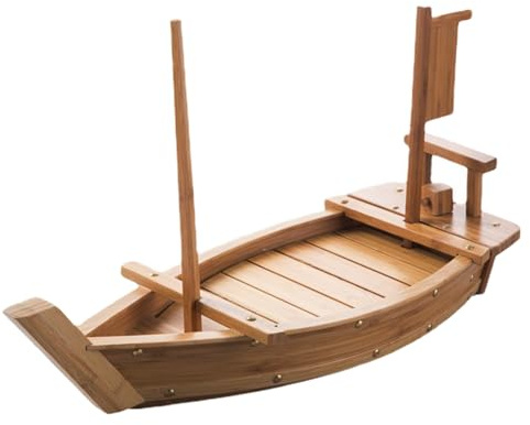 Sushi båt bambu, trä sushi båt serveringsbricka, 6 storlekar japanska sushitallrikar sushitallrikar sashimi serveringsfat för restaurang eller hem sushitallrik (naturlig bambu), 50 cm