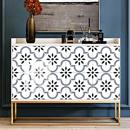 QBYRSSS Pegatinas para Azulejos de Cocina, 10 cm x 10 cm, Color Blanco y Negro, para baño, Pared, salpicadero, Cocina, Vinilo Autoadhesivo, decoración del hogar (10 Unidades)