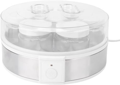 Luocute Yogurtiera Elettrica, Macchina per Yogurt Greco Fatto in Casa in Vetro ABS con 7 Tazze e Controllo Costante della Temperatura, per Marmellate di Yogurt Budini Frappè