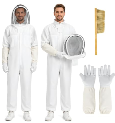 Combinaison Apiculteur avec Gants et Voile Aéré, Tenue Apiculteur Homme & Femme en Nylon, Vareuse Apiculteurs Protection Anti Guêpe pour Jardin et Apiculture (XXL) (XXL)