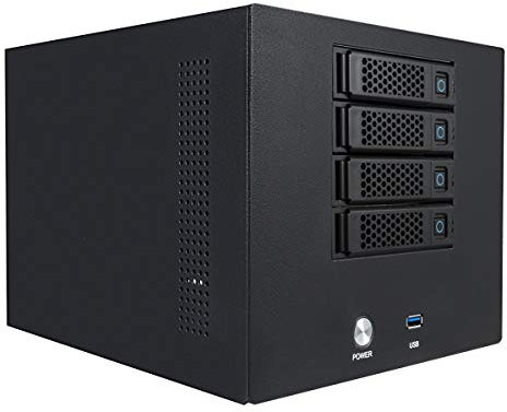 Unykach Caja NAS Hot Swap (Sustitución de Bahías en Caliente) 4U con 4 Bahías Externas para Discos 3,5” y 2,5”, USB 3.0 y Ventilador de 120 mm