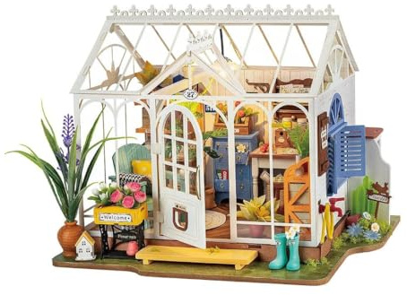 Rolife Dreamy Garden House Wooden DIY Miniature House, 296 Pieces, 4H Assembly, 7.48 x 3.62 x 4.53 in, Unpainted, Traditional Style, Nature Theme, Garden Subject, All Seasons, Unfoldable