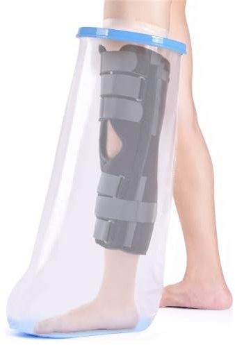 Fasola Protector Escayola Pierna Antideslizante Adulto, Funda Pierna Escayola Ducha Reutilizable Para Muslo, Pierna, Rodilla, Pie, Cubre Escayola Pierna Mantenga el Vendaje Seco Durante el Baño
