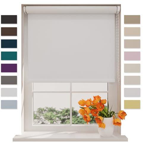 DTCH® Verdunkelungsrollo 50 x 190 cm Weiß, Größen von 40 bis 240 Breite, Ohne Bohren möglich, Rollo Wandmontage, Rollo 50 cm Breit, Fenster Rollos für Innen