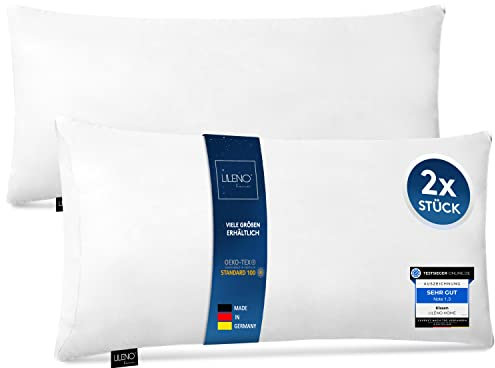 LILENO HOME Microfaser Kissen 40x80 cm Premium (450g Füllung) [2er Set] bis 95 Grad waschbar mit Reißverschluss - Kopfkissen 40x80 cm als Kissen-Füllung für Bett - Deko-Sofa-Kissen