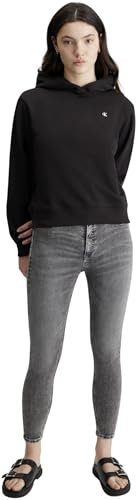 Calvin Klein Jeans Damen Hoodie Ck Embro Badge Regular mit Kapuze, Schwarz (Ck Black), L