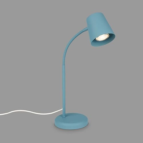 Briloner - Lampada da comodino, lampada da scrivania orientabile, lampada da tavolo GU10 per ufficio con interruttore a cavo, lampada da lettura, 9W, 130x385mm (DxA), metallo, blu