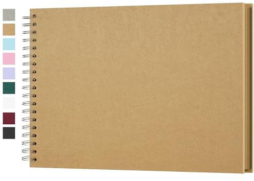 Yopih DIY Scrapbook Album 28x20.5 cm Hardcover Kraft Paper Scrap Book with 20 Sheets Memory Book for Family and Wedding Photography, Brown