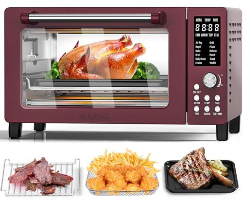 Nuwave Bravo Pro Smart Air Fryer Toaster Oven Combo, 10-in-1 Functions with Quicker & Even Crisp Technology, 1800W, 50-450°F, PFAS-Free, 21QT, Cinnamon