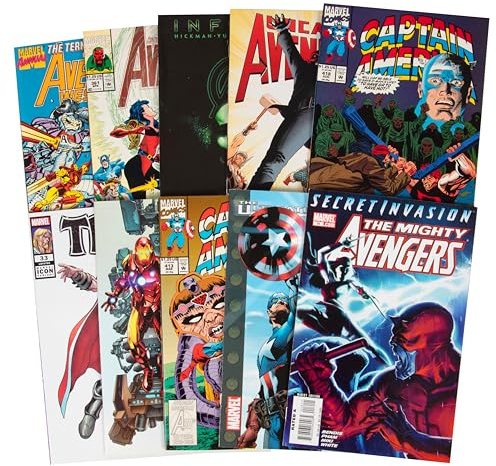 Marvel Avengers Comic Book Value Gift Set - 10 Different Avengers ONLY Issues- Kid/Adult Friendly w No Inappropriate Fillers- Birthday Holiday for Any Captain America, Thor, Iron Man Superhero Fan