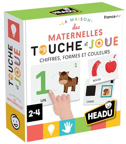 HEADU - Chiffres, Formes Et Couleurs - Trois Jeux pour Les Plus Petits | Jeu Educatif 2 3 4 5 Ans, en Collaboration avec Les Maternelles, Idée Cadeau Enfants Fille Garçon, Made in Italy