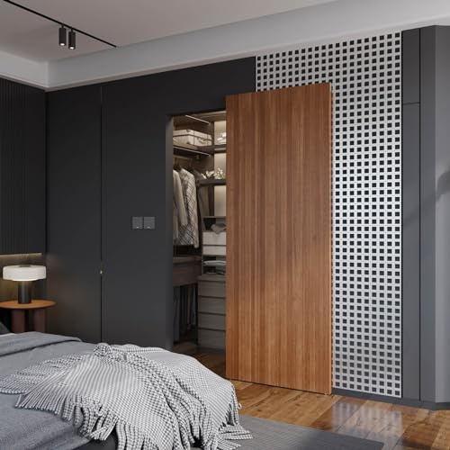 FINOSEN 32inch Concealed Sliding Barn Door Hardware with Soft Close Mechanism, Invisible Floor Track, Fit MIN Opening Width 24in, Wall Mount System, Aluminum(Door is not Included)