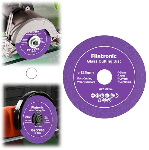 Flintronic 1PCS Disco da Taglio per Vetro, Lama per sega Sottile da 4 Pollici, 125mm Disco Diamantato, per Smerigliatrice Angolare, Marmo, Vetro, Cristallo, Taglio- Viola