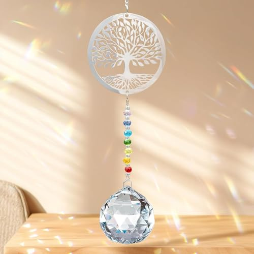 Gedenkgeschenk für den Verlust von Lieben: Einzigartiges Mitgefühlsgeschenk, Kristallkugel-Lichtfanger, Regenbogen Trauer Geschenkbox für den Verlust von Eltern, Ehemann, Kindern, Baum des Leben