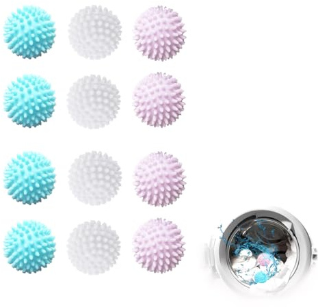 OPVYAEU 12 palline asciugatrice, palle per asciugatrice, palline lavatrice, palline asciugatrice antipiega, palline per asciugatrice cattura peli, accessori riutilizzabili per bucato morbido