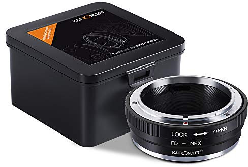 K&F CONCEPT- Adaptador de Enfoque Manual, Compatible con Objetivos Lentes Canon FD FL y Cuerpos de Cámara Sony Alpha NEX E-Mount Cámara Adaptador Sony Alpha NEX-7 NEX-6 NEX-5N NEX-5