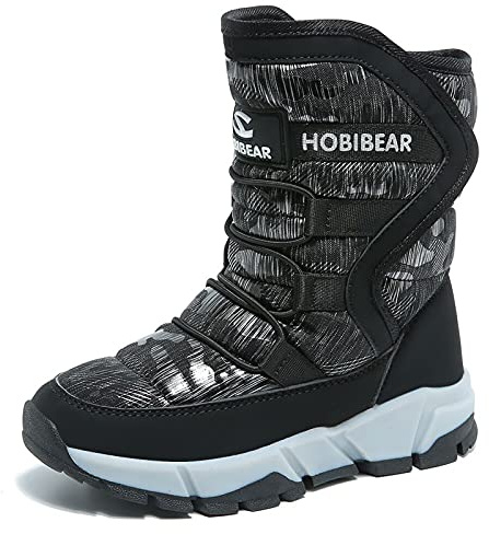 GUBARUN Boys Snow Boots Kids Outdoor Warm Shoes Waterproof (Black1, 7)