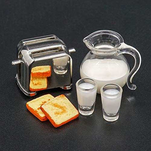 Odoria 1/12 Miniatura Tostadora y Jarra de Leche con 2Pz Vaso Cocina Accesorio para Casa de Muñecas