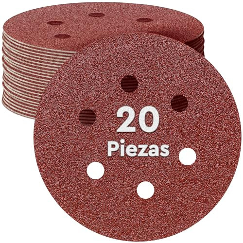 Discos de lijado EffektWerk (paquete de 20, 6 agujeros), papel de lija de 150 mm con varios tamaños de grano (40, 60, 80, 120, 180, 240, 320, 400, 600, 800)