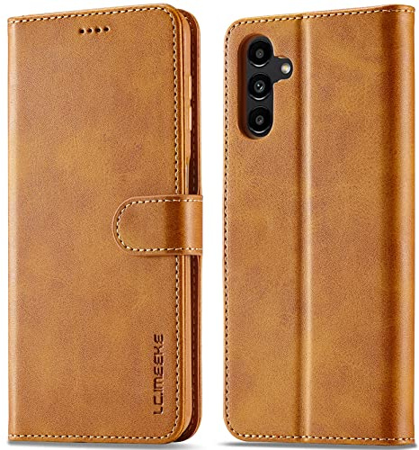 WAURZ Cover per Samsung Galaxy A54 5G, Custodia Cover Pelle Libro Portafoglio con Porta Carte Magnetica Supporto Protezione Flip Cuoio Antiurto Case Custodia Cover per Samsung Galaxy A54 5G,Giallo
