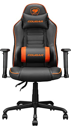Cougar Gaming | Fauteuil Gaming | FUSIONS - Support Lombaire incurvé 3D intégré - Coussin de siège en Mousse - Inclinaison Continue jusqu'à 160º - Accoudoirs réglables en Hauteur et en Largeur