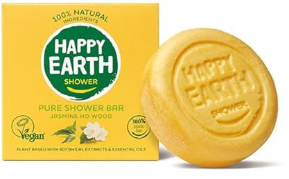 Happy Earth Barretta Doccia - Per Uomini e Donne - Sapone Doccia Solido - 100% Ingredienti Naturali & Vegani - Gelsomino Ho Wood - 90 gr