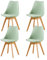 EGGREE 4er Set Esszimmerstuhl Skandinavischer SGS Geprüfter, Design Küchenstuhl Essstühle mit Polsterstuhl et Massivholz Buche Bein, Eiscreme-Grün